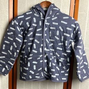 Open Edit Kids Navy Roomy Hooded Organic Cotton Quilted Jacket Size 7